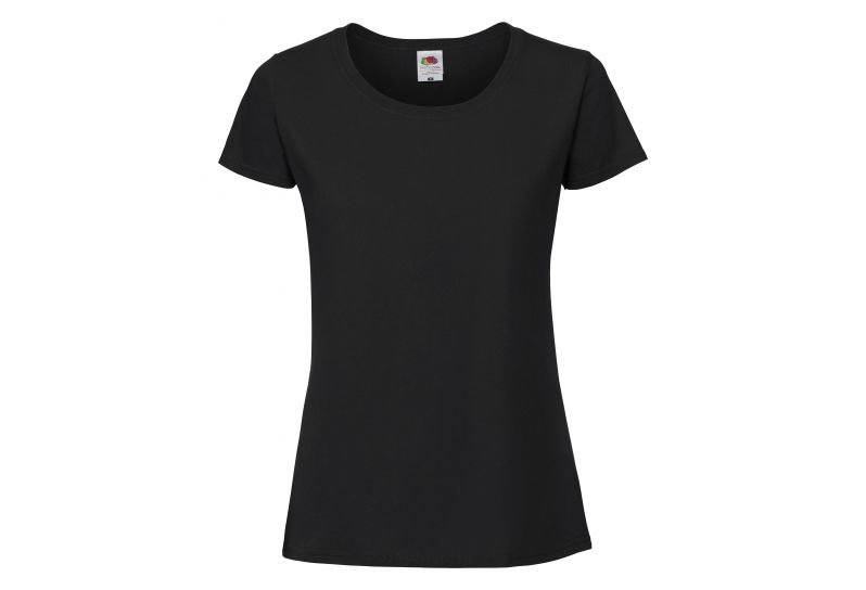 Fruit of the Loom, Ladies Ringspun Premium T, ženska majica kratkih rukava, crna, XS