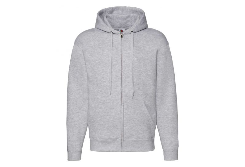 Fruit Of The Loom, Premium Hooded Sweat Jacket, muški duks sa kapuljačom i cibzarom, pepeljasto siva, L
