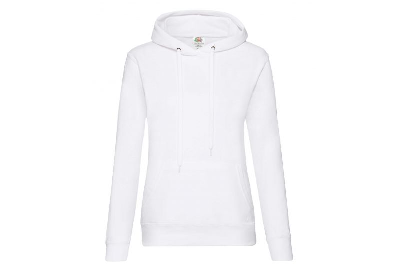 Fruit Of The Loom, Ladies Classic Hooded Sweat, duks sa kapuljačom za žene, bela, L