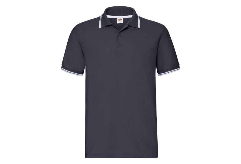 Fruit of the Loom, Premium Tipped Polo, dvobojna muška polo majica, crno-bela, XL