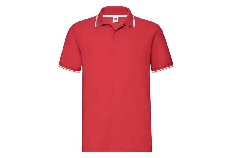 Fruit of the Loom, Premium Tipped Polo, dvobojna muška polo majica, crveno-bela, M