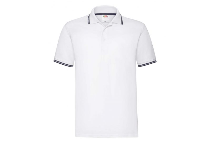 Fruit of the Loom, Premium Tipped Polo, dvobojna muška polo majica, bela-tamno teget, M