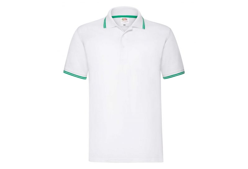 Fruit of the Loom, Premium Tipped Polo, dvobojna muška polo majica, bela-zelena, 2XL