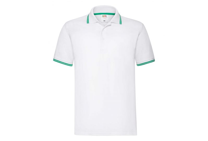 Fruit of the Loom, Premium Tipped Polo, dvobojna muška polo majica, bela-zelena, XL