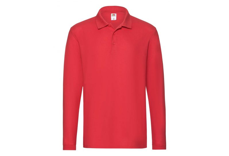 Fruit of the Loom, Premium LS Polo, muška polo majica dugih rukava, crvena, L