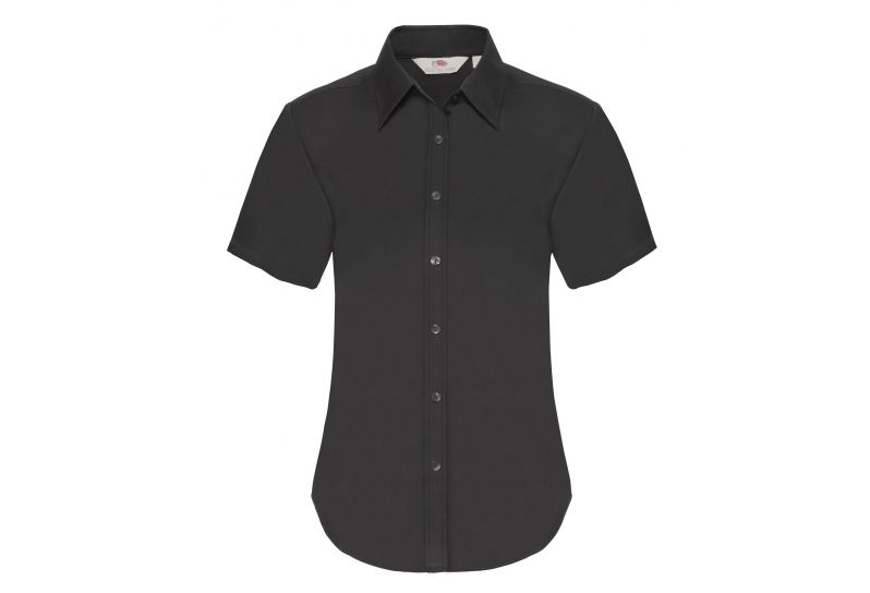 Fruit of the Loom, Ladies Short Sleeve Oxford Shirt, ženska košulja kratkih rukava, crna, L