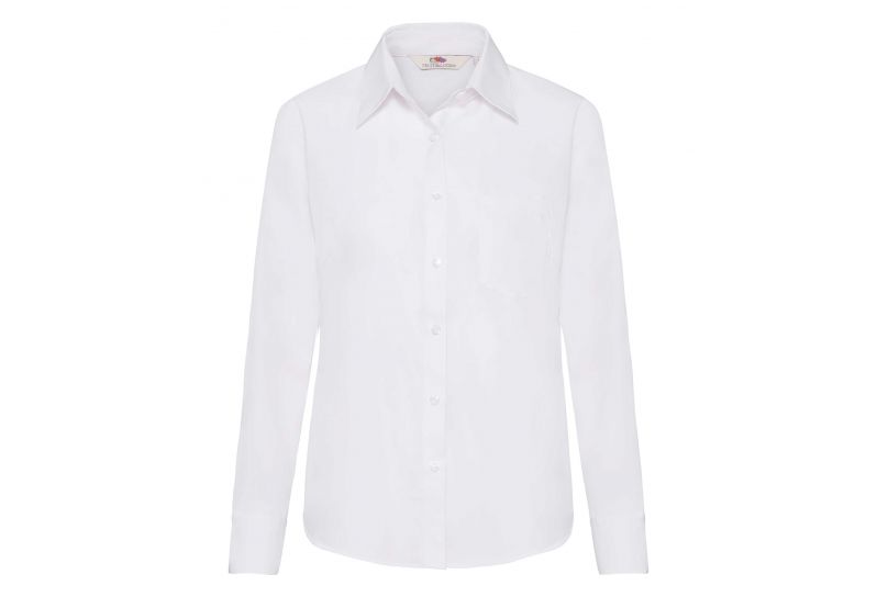 Fruit of the Loom, Ladies LS Poplin Shirt, ženska poslovna košulja dugih rukava, bela, XL