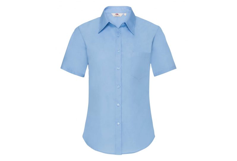 Fruit of the Loom, Ladies SS Poplin Shirt, ženska poslovna košulja kratkih rukava, svetlo plava, L