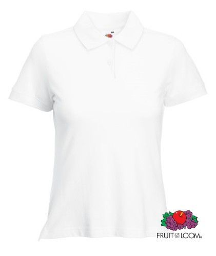 Fruit Of The Loom Polo Lady-Fit, Ženska Polo Majica, bela, S