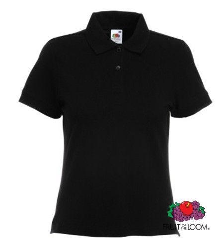 Fruit Of The Loom Polo Lady-Fit, Ženska Polo Majica, crna, XL