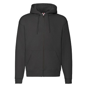 Fruit Of The Loom, Premium Hooded Sweat Jacket, muški duks sa kapuljačom i cibzarom, crna, 2XL