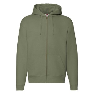 Fruit Of The Loom, Premium Hooded Sweat Jacket, muški duks sa kapuljačom i cibzarom, maslinasto zelena, L