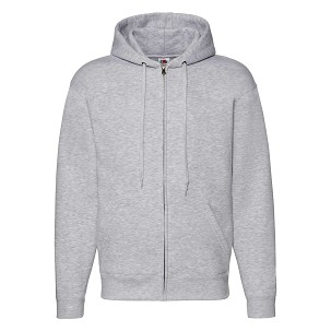 Fruit Of The Loom, Premium Hooded Sweat Jacket, muški duks sa kapuljačom i cibzarom, pepeljasto siva, L