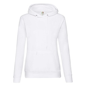 Fruit Of The Loom, Ladies Classic Hooded Sweat, duks sa kapuljačom za žene, bela, M