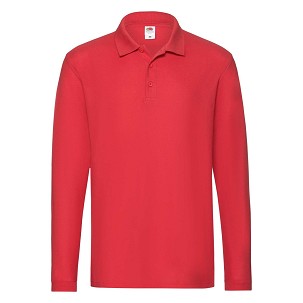 Fruit of the Loom, Premium LS Polo, muška polo majica dugih rukava, crvena, L