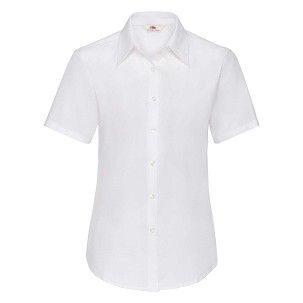 Fruit of the Loom, Ladies Short Sleeve Oxford Shirt, ženska košulja kratkih rukava, bela, XS