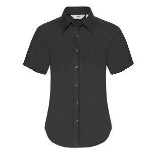 Fruit of the Loom, Ladies Short Sleeve Oxford Shirt, ženska košulja kratkih rukava, crna, XL
