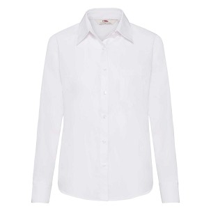 Fruit of the Loom, Ladies LS Poplin Shirt, ženska poslovna košulja dugih rukava, bela, XL