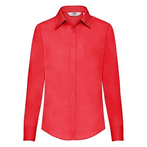 Fruit of the Loom, Ladies LS Poplin Shirt, ženska poslovna košulja dugih rukava, crvena, 2XL