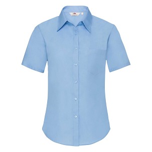 Fruit of the Loom, Ladies SS Poplin Shirt, ženska poslovna košulja kratkih rukava, svetlo plava, XL
