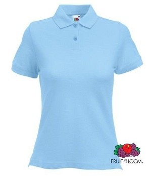 Fruit Of The Loom Polo Lady-Fit, Ženska Polo Majica, nebesko plava, XL